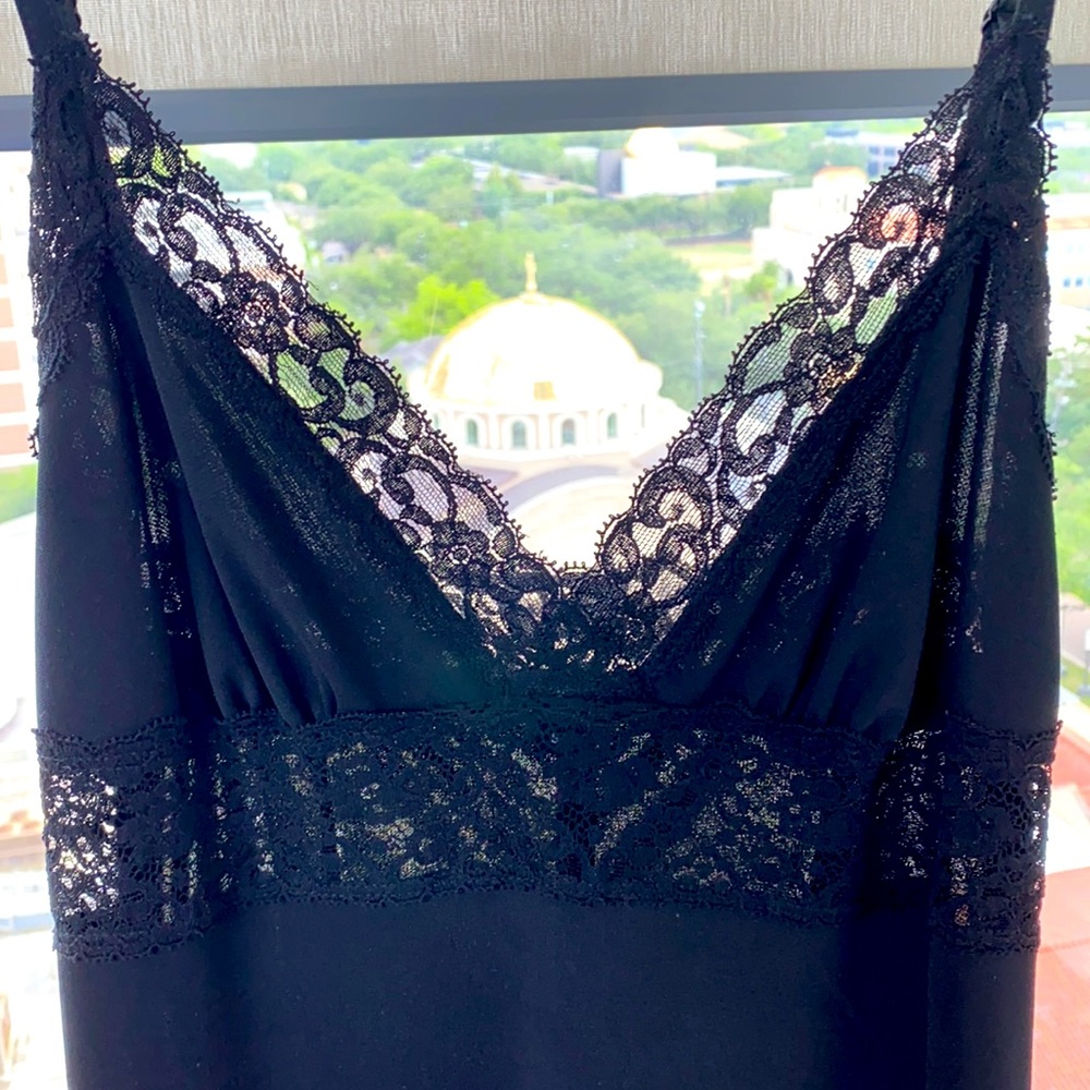 Betsy Johnson Slip Dress Vneck Lace Bodice Trim